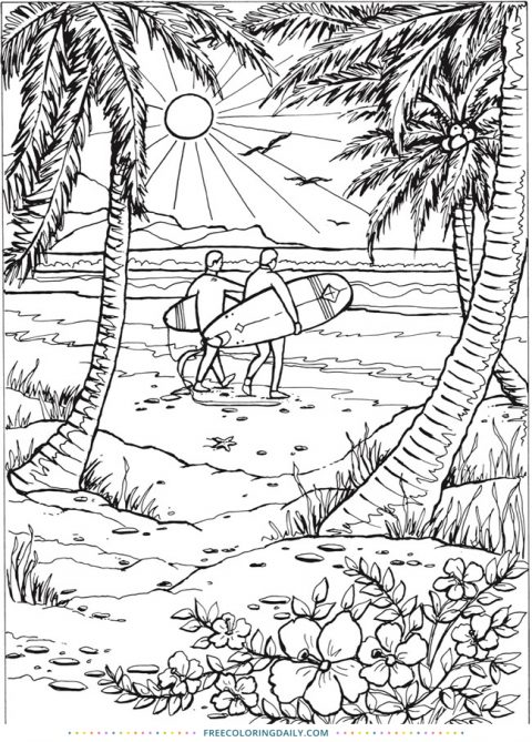 108 Beach Coloring Pages Printable 100