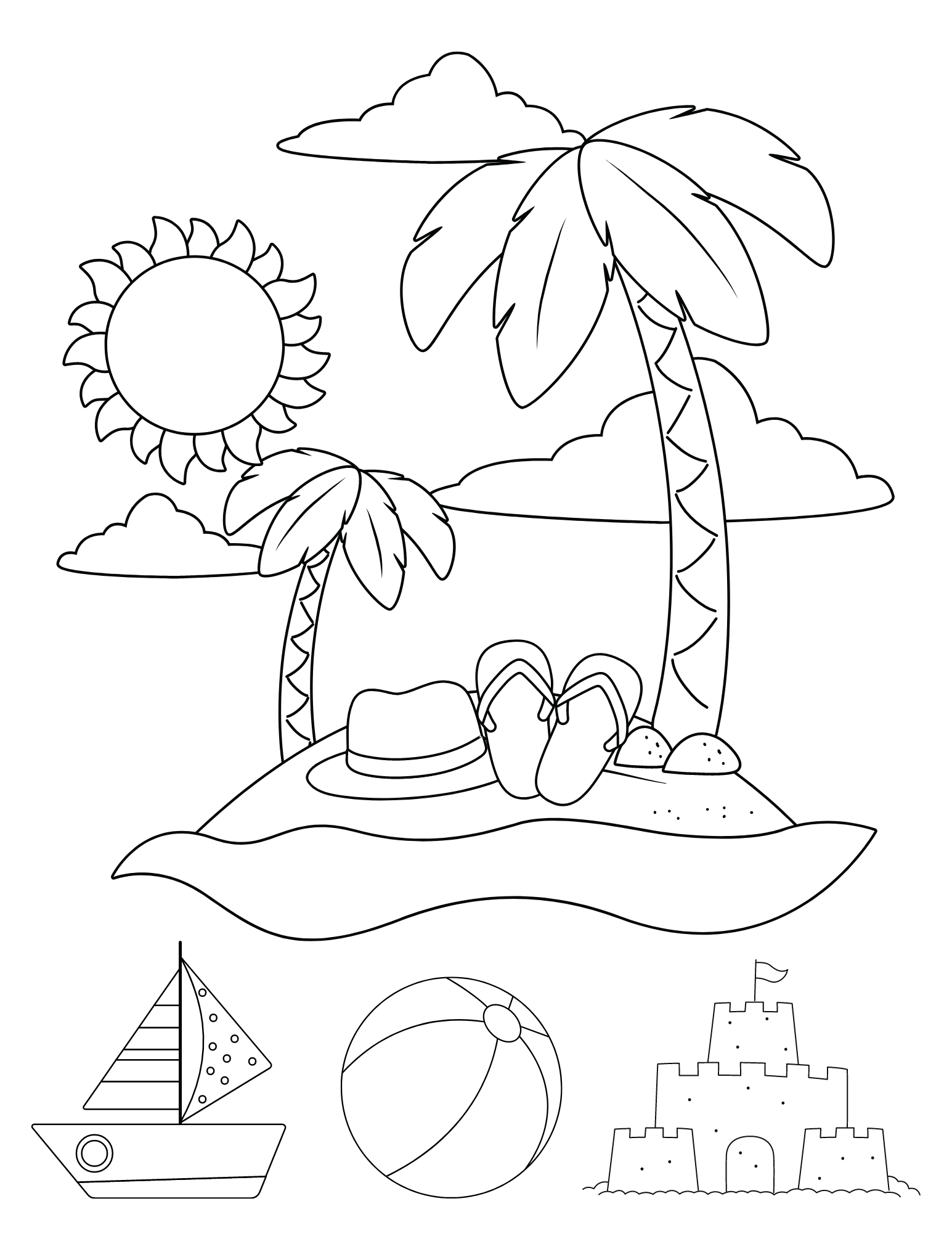 108 Beach Coloring Pages Printable 2