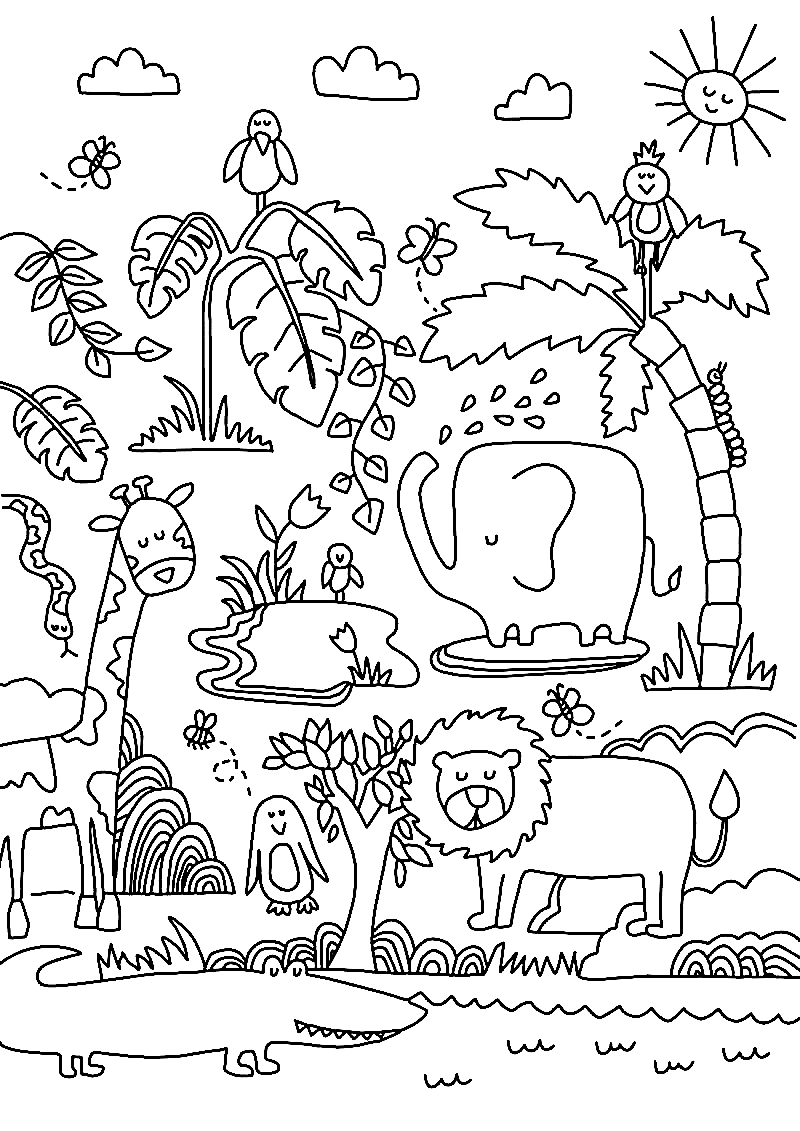 114 Jungle Coloring Pages Printable 104