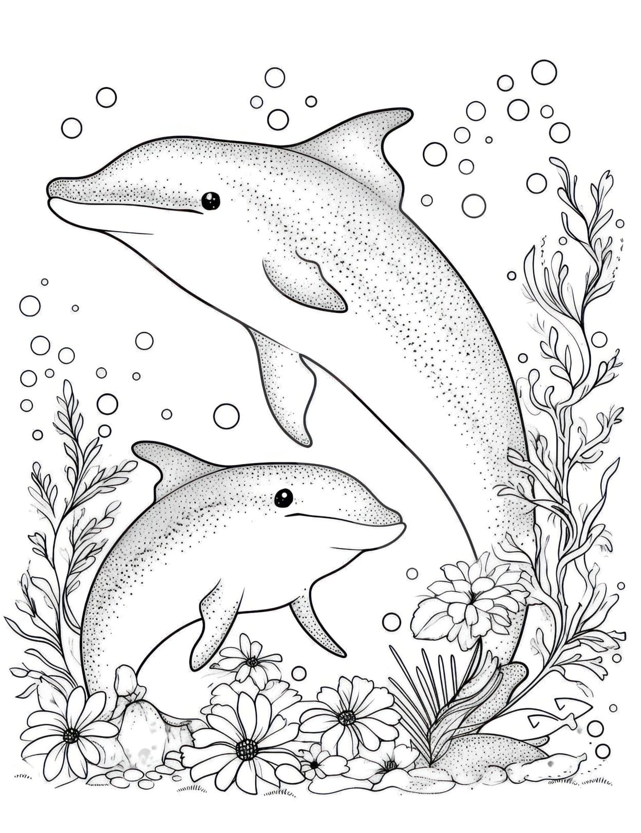 30 Playful Dolphin Coloring Pages Printable 33