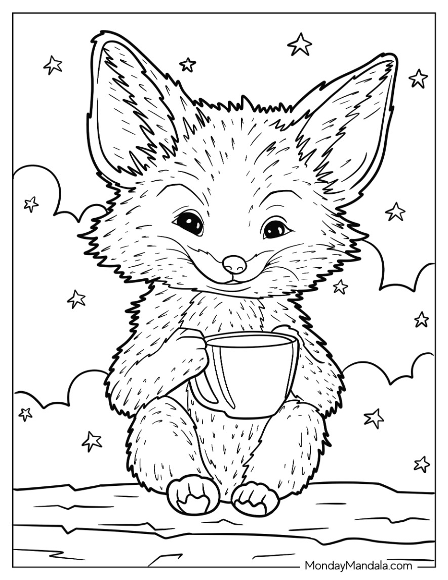 cunning fox coloring pages printable jpg