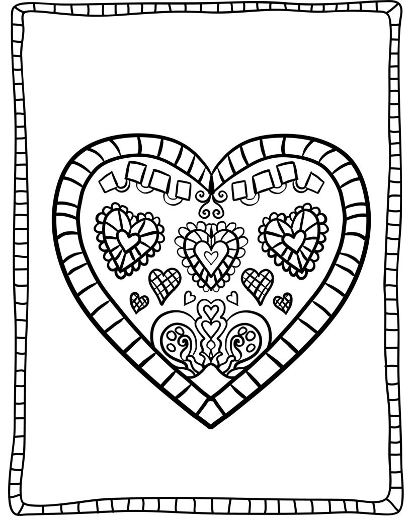 32 Heartwarming Heart Coloring Pages Printable 8