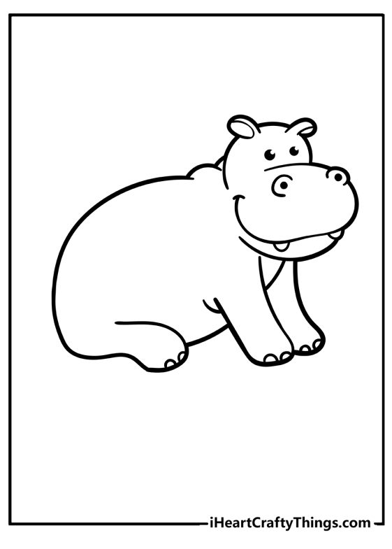 35 Happy Hippo Coloring Pages Printable 14