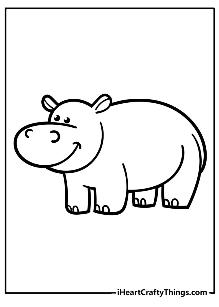 35 Happy Hippo Coloring Pages Printable 15