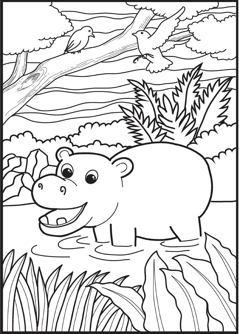 35 Happy Hippo Coloring Pages Printable 21