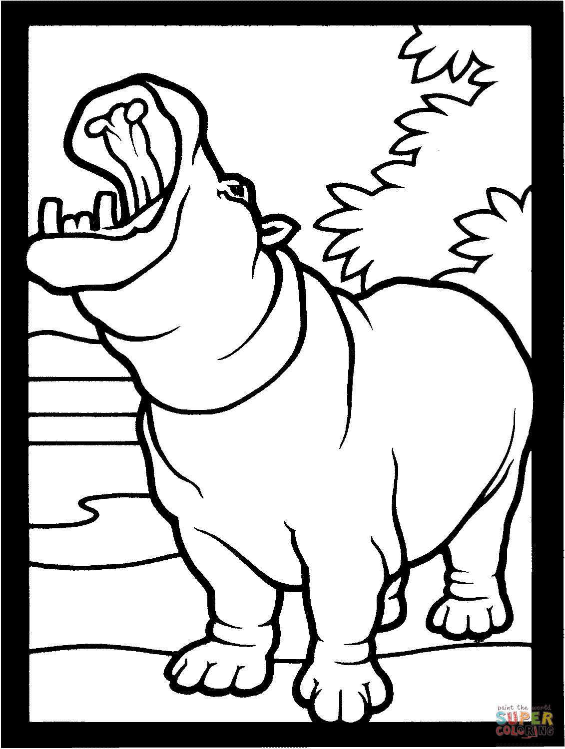 35 Happy Hippo Coloring Pages Printable 33