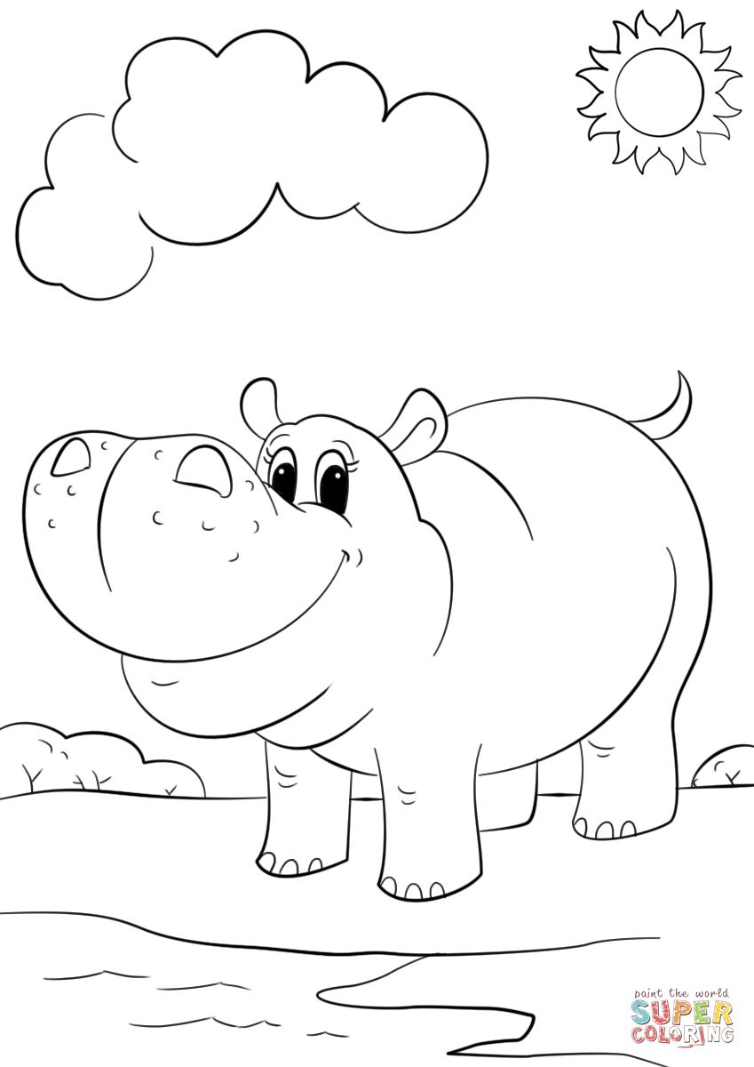 35 Happy Hippo Coloring Pages Printable 6