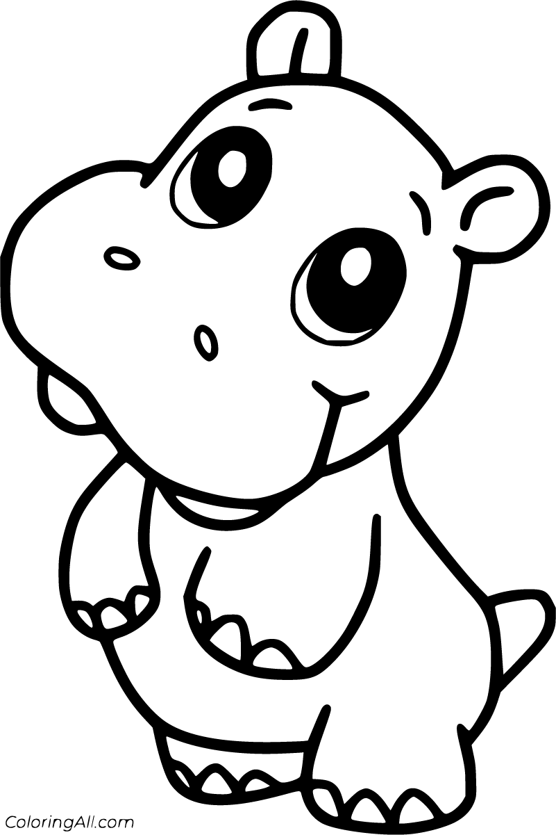 35 Happy Hippo Coloring Pages Printable 9