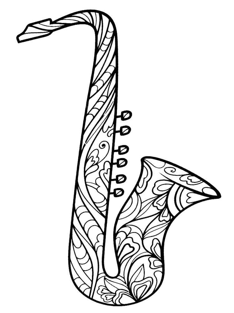 64 Melodic Saxophone Coloring Pages Printable 16