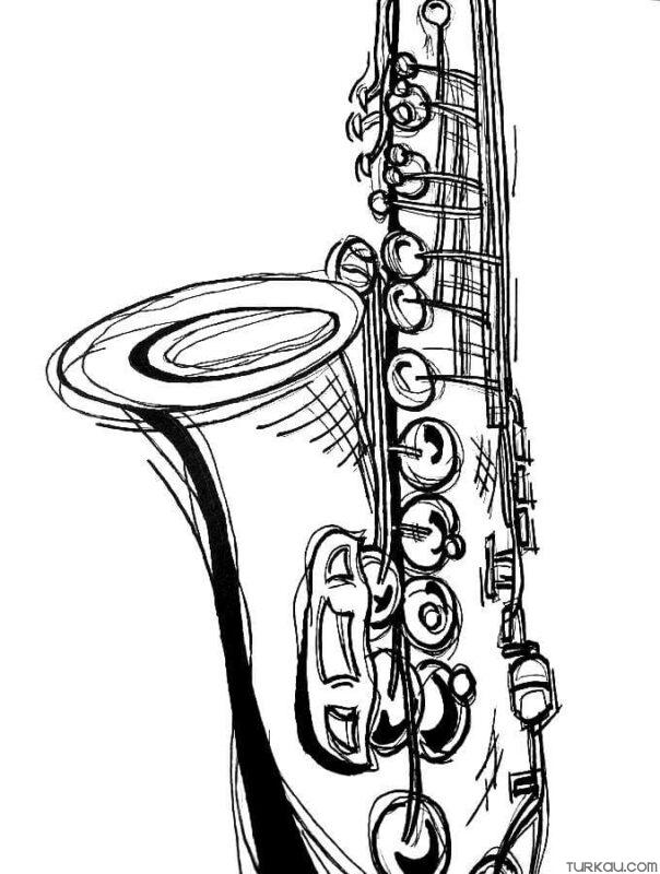 64 Melodic Saxophone Coloring Pages Printable 23