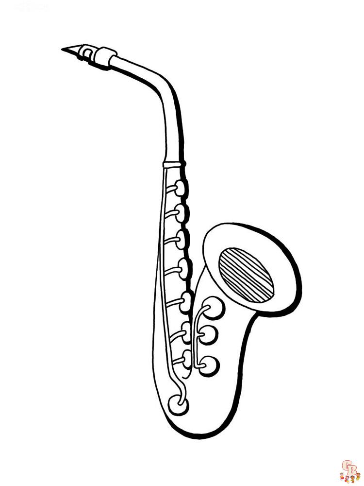 64 Melodic Saxophone Coloring Pages Printable 25