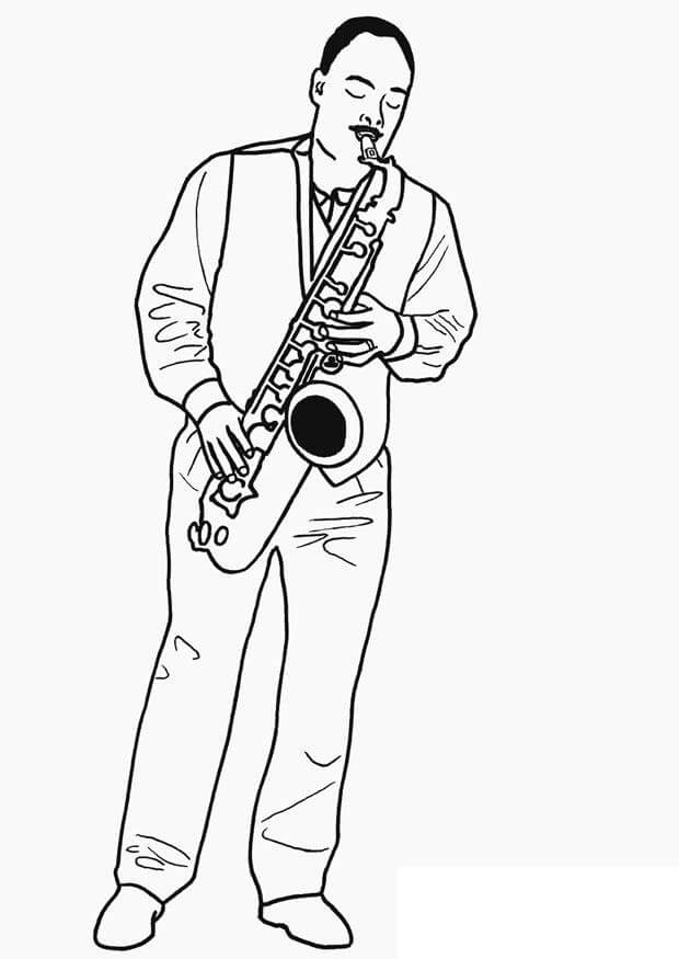 64 Melodic Saxophone Coloring Pages Printable 3