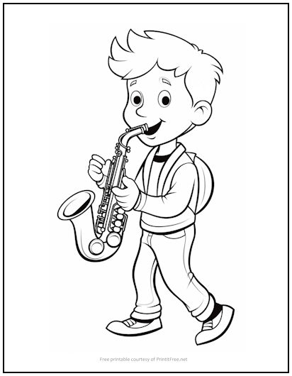 melodic saxophone coloring pages printable jpg