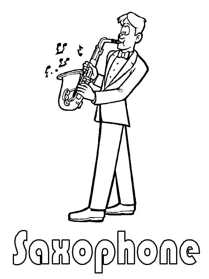 64 Melodic Saxophone Coloring Pages Printable 37