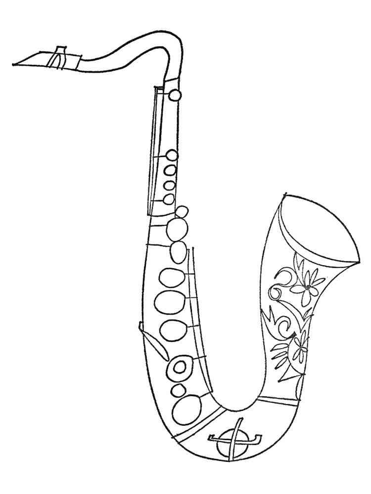 64 Melodic Saxophone Coloring Pages Printable 40