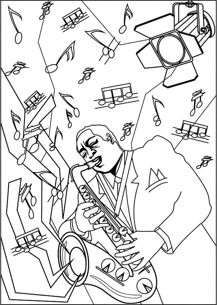 64 Melodic Saxophone Coloring Pages Printable 60