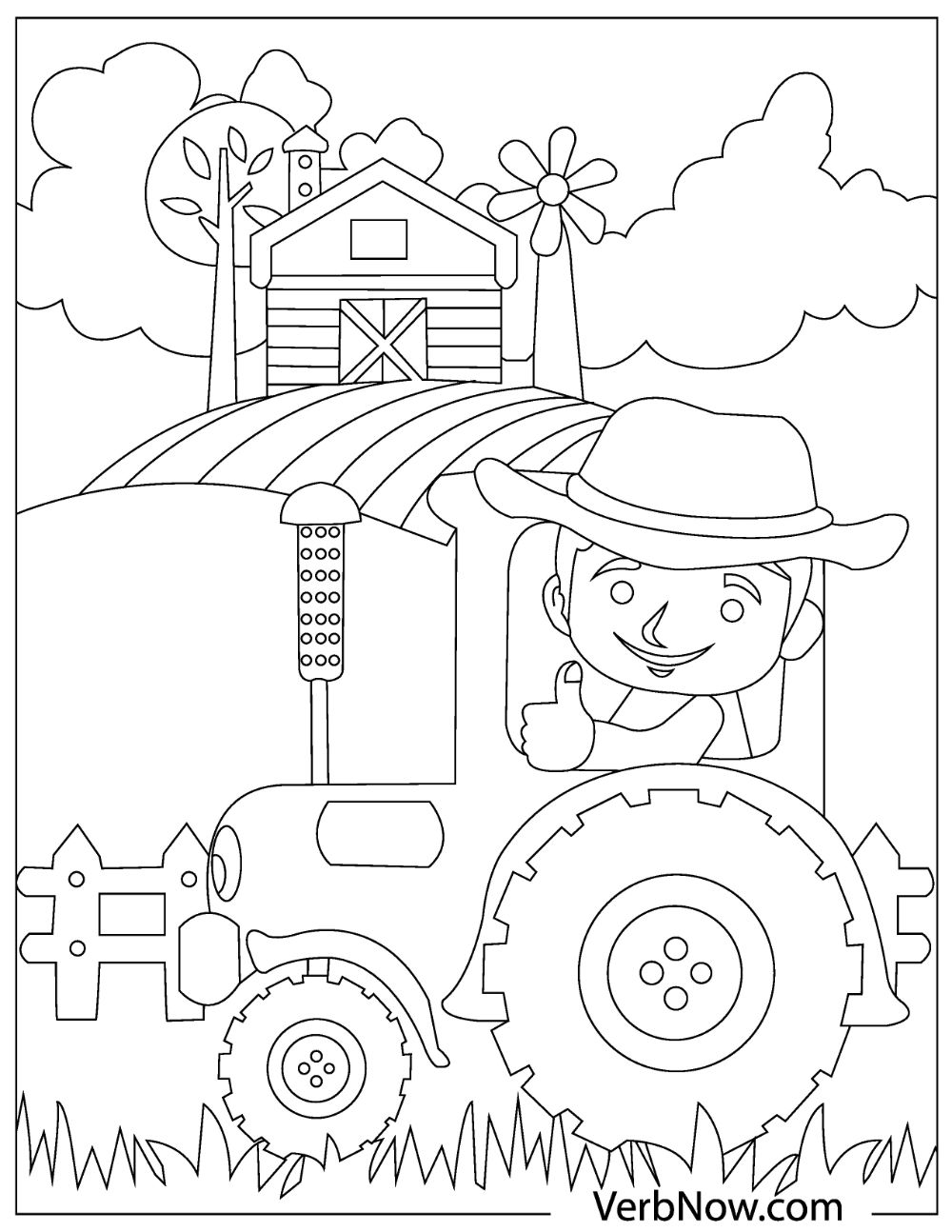 Farm Tractor Coloring Pages Printable 1