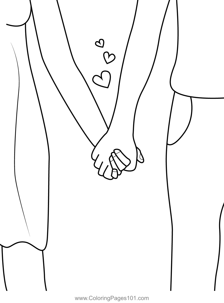 Loving Holding Hands Coloring Pages Printable 1