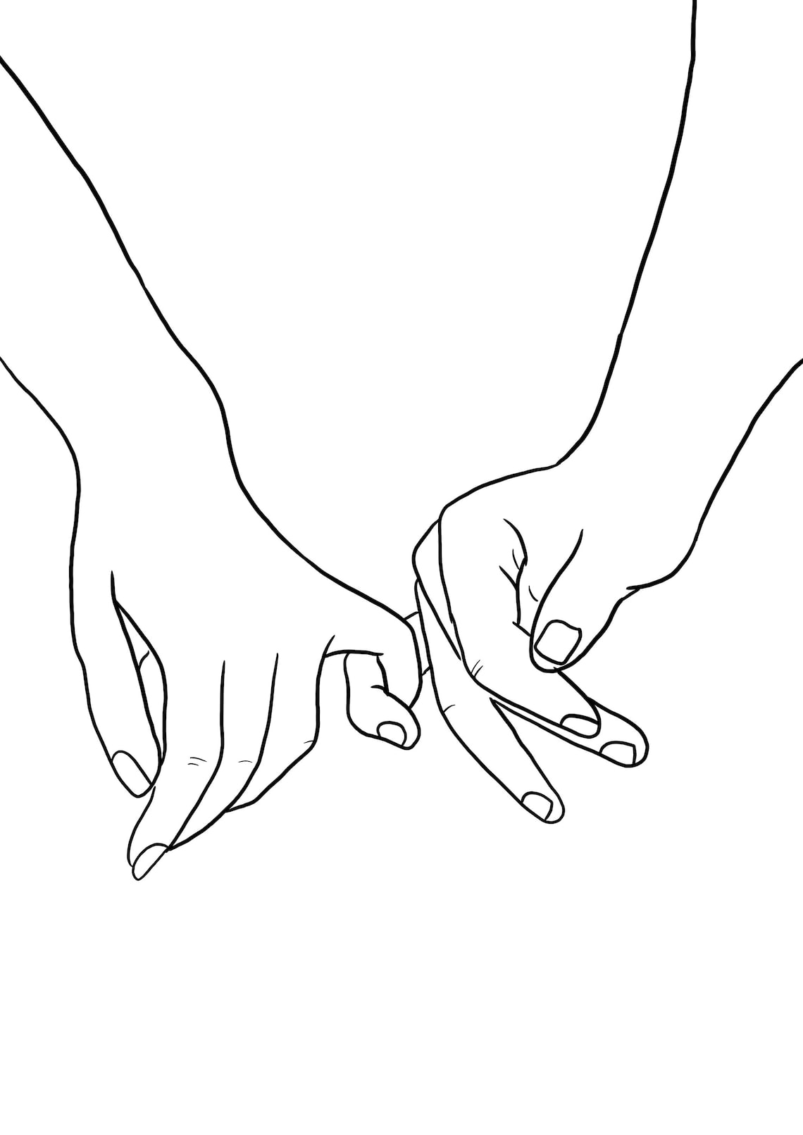 Loving Holding Hands Coloring Pages Printable 3