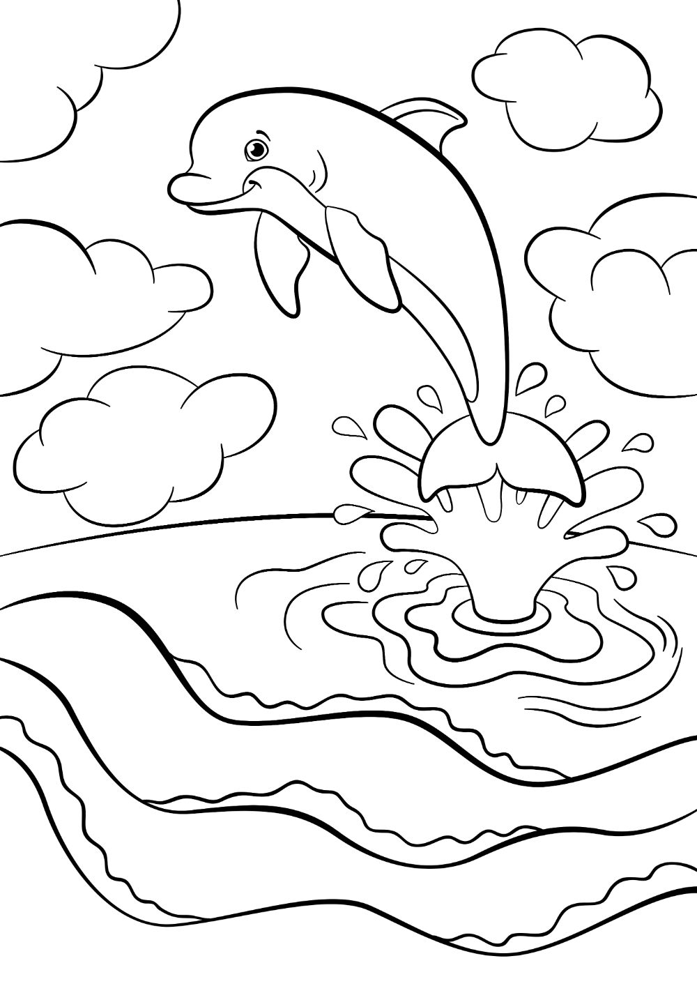 Playful Dolphin Coloring Pages Printable 2