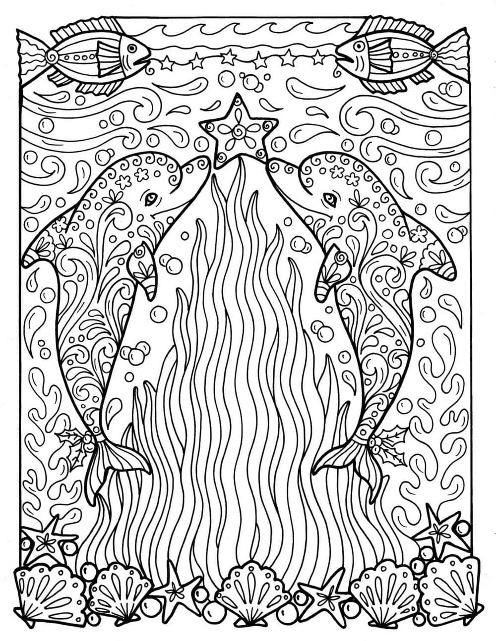 playful dolphin coloring pages printable jpg