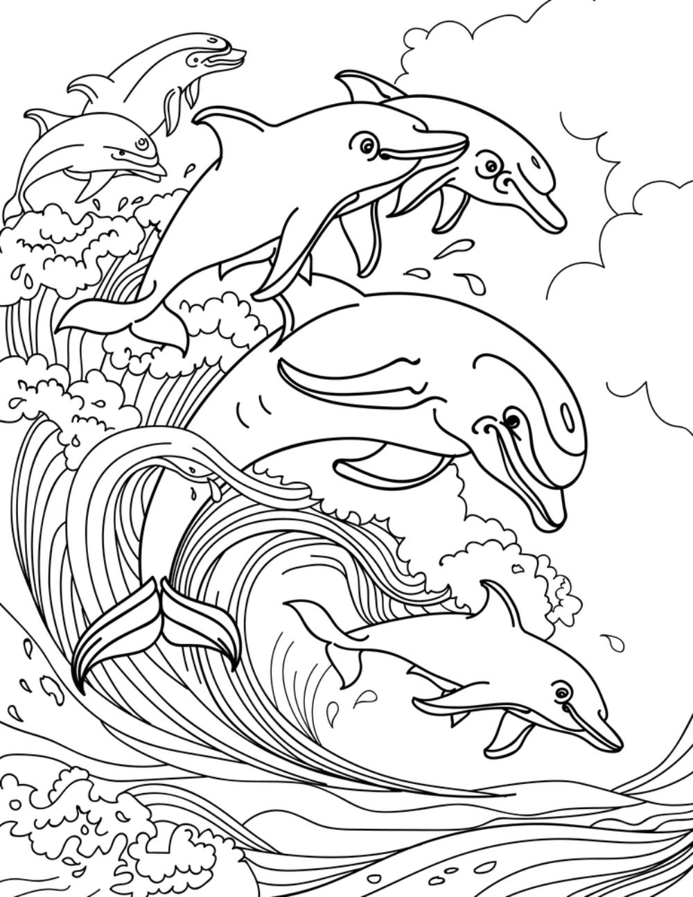 Playful Dolphin Coloring Pages Printable 5