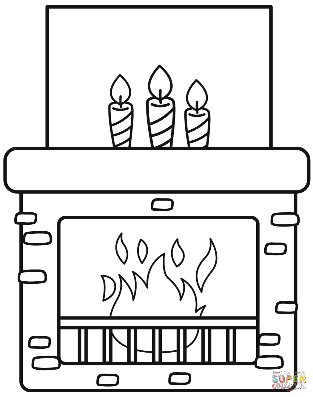 31 Fireplace Coloring Page Printable 1