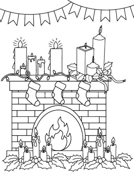 31 Fireplace Coloring Page Printable 16