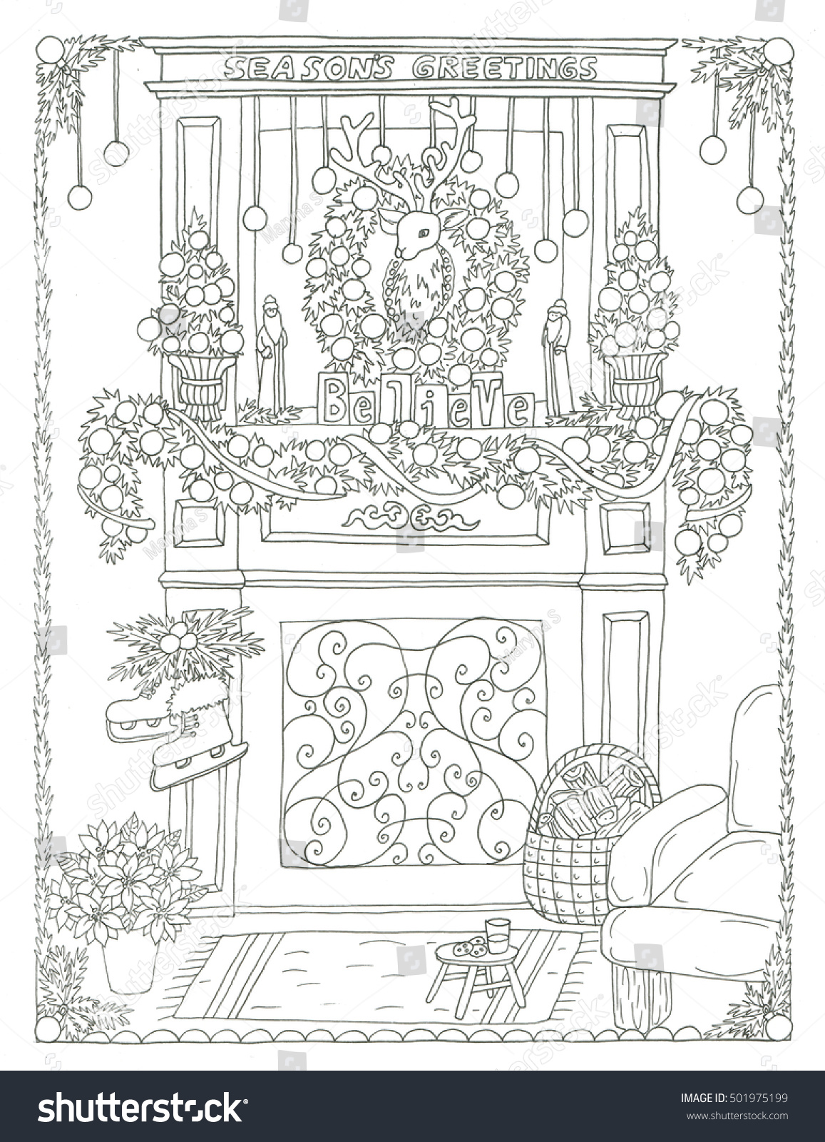 fireplace coloring page printable jpg