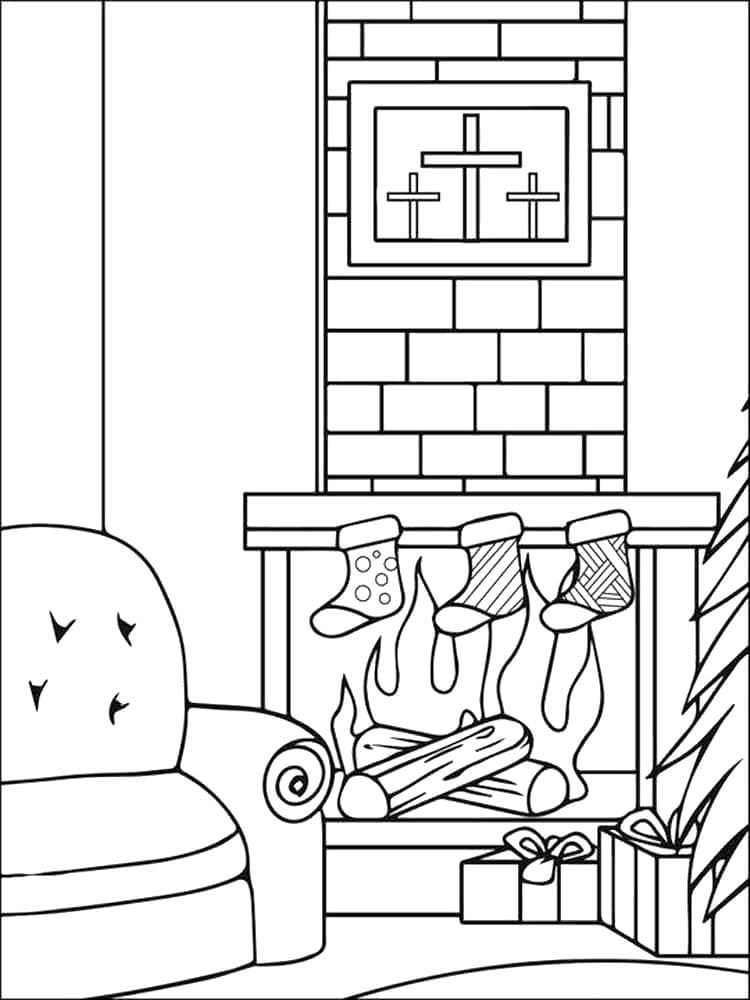 31 Fireplace Coloring Page Printable 25