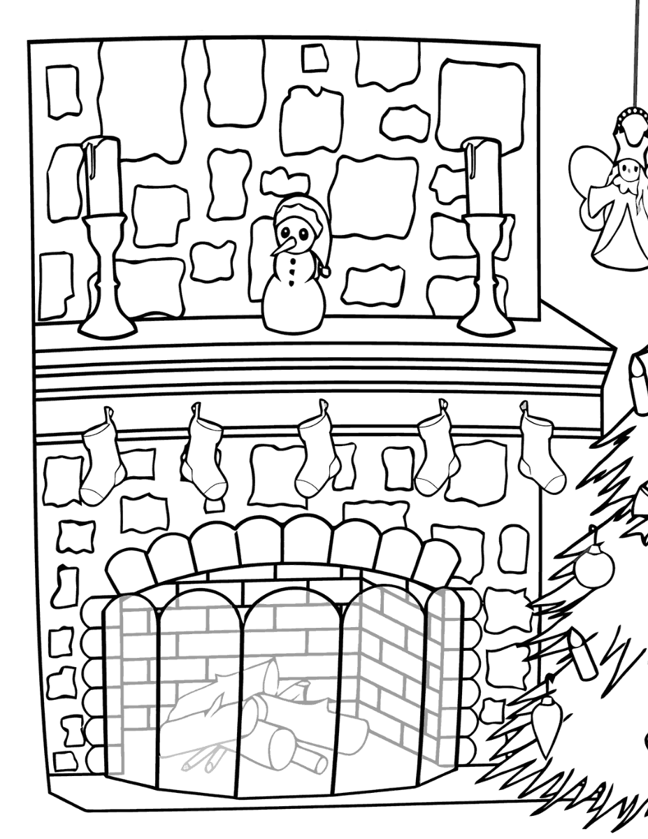 31 Fireplace Coloring Page Printable 4