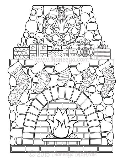 31 Fireplace Coloring Page Printable 8