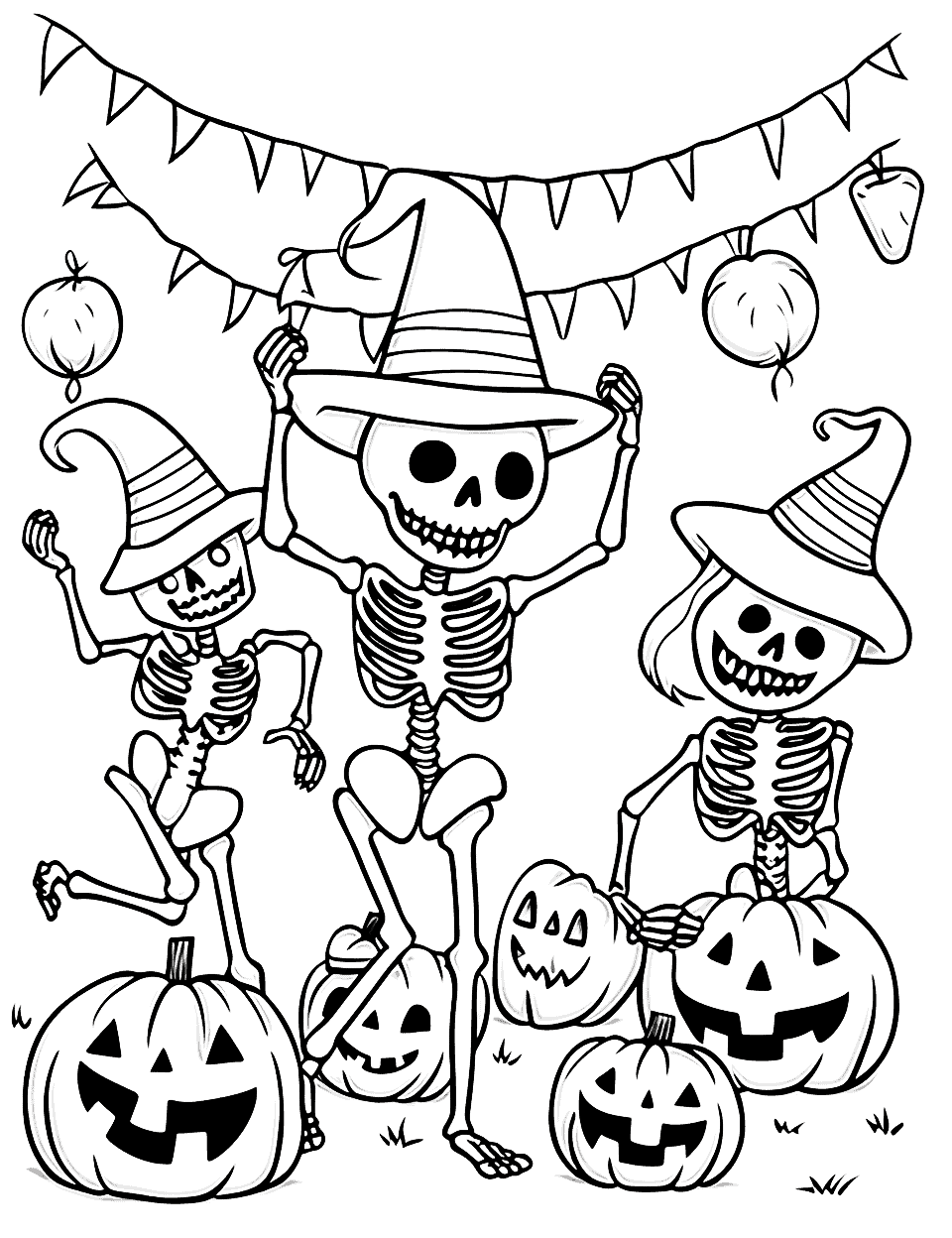 31 Spooky Skeleton Coloring Pages for Kids Printable 27