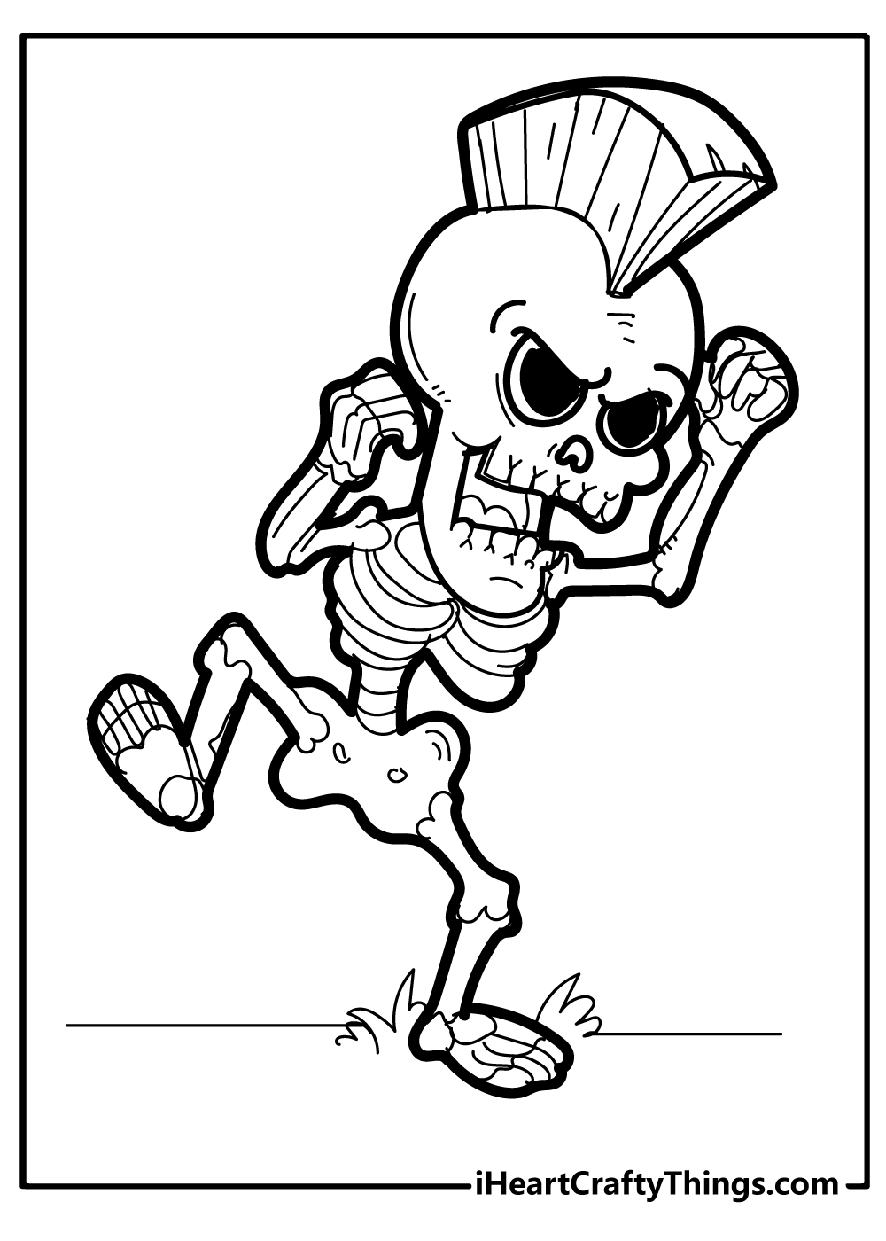 31 Spooky Skeleton Coloring Pages for Kids Printable 3