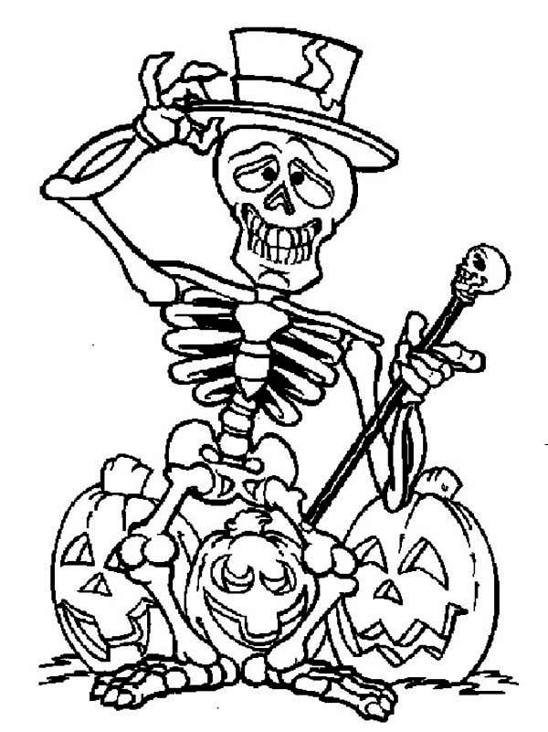 31 Spooky Skeleton Coloring Pages for Kids Printable 9