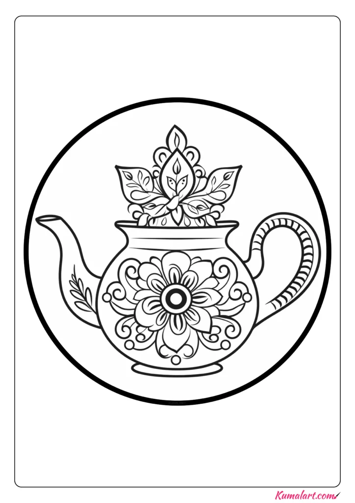 32 Charming Teapot Coloring Pages Printable 1