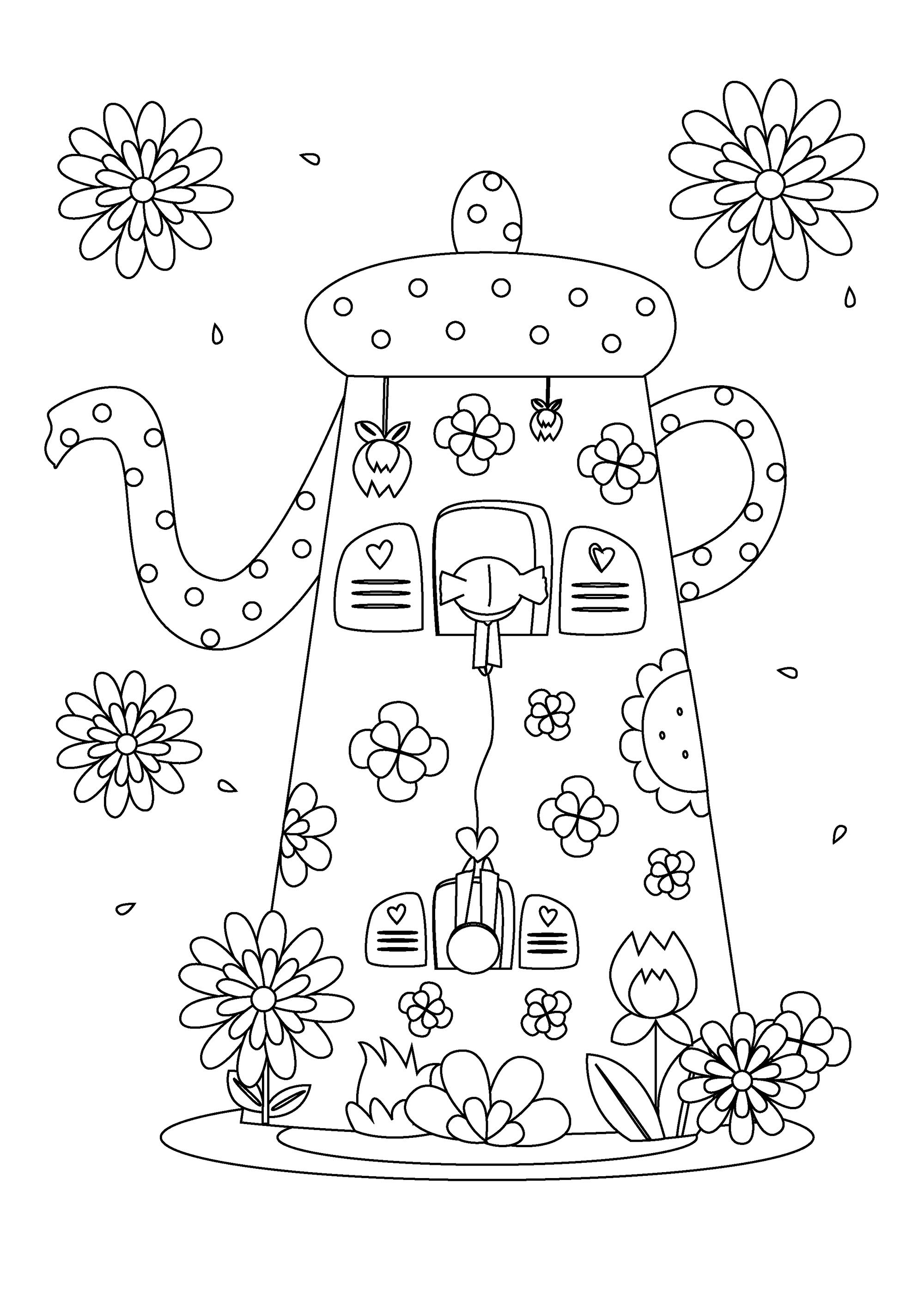 32 Charming Teapot Coloring Pages Printable 10