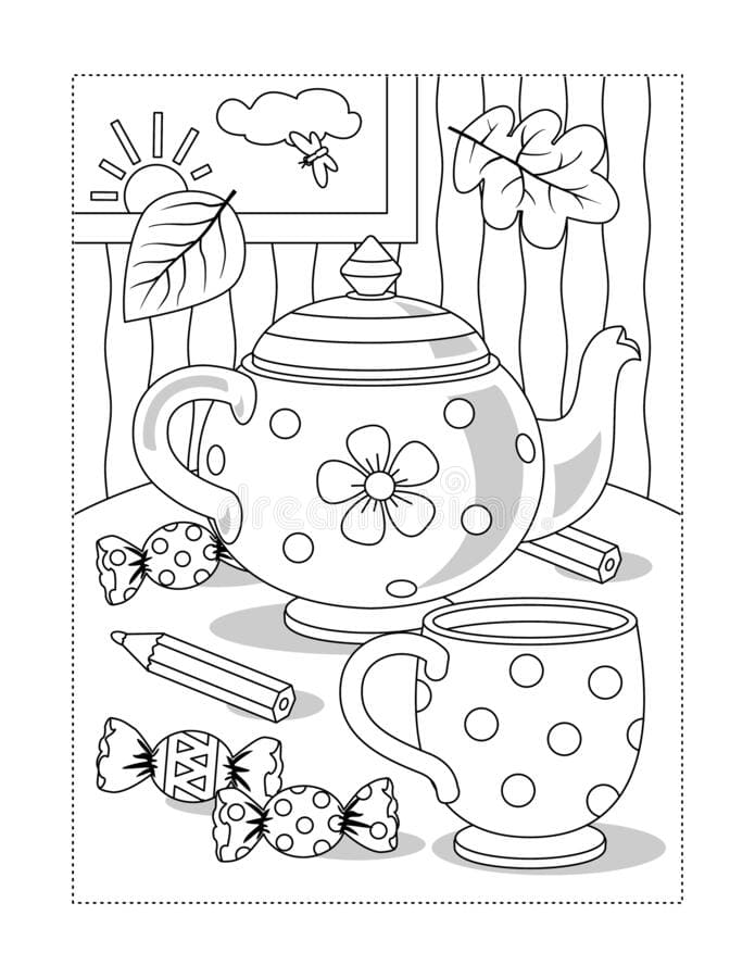 32 Charming Teapot Coloring Pages Printable 11