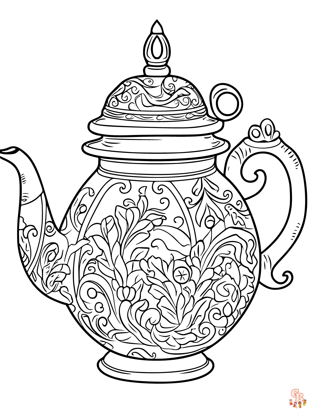 32 Charming Teapot Coloring Pages Printable 12