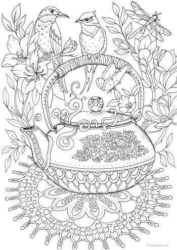 32 Charming Teapot Coloring Pages Printable 15