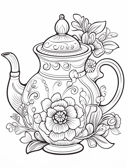 32 Charming Teapot Coloring Pages Printable 2