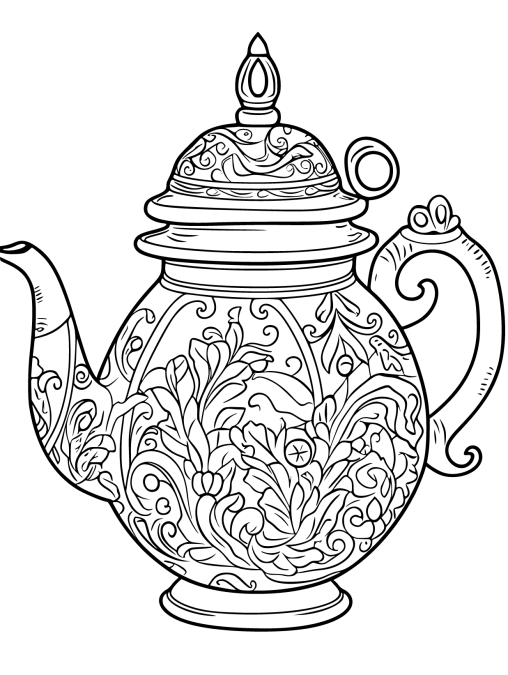 32 Charming Teapot Coloring Pages Printable 25