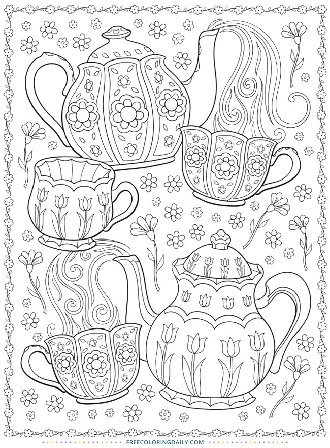 charming teapot coloring pages printable jpg