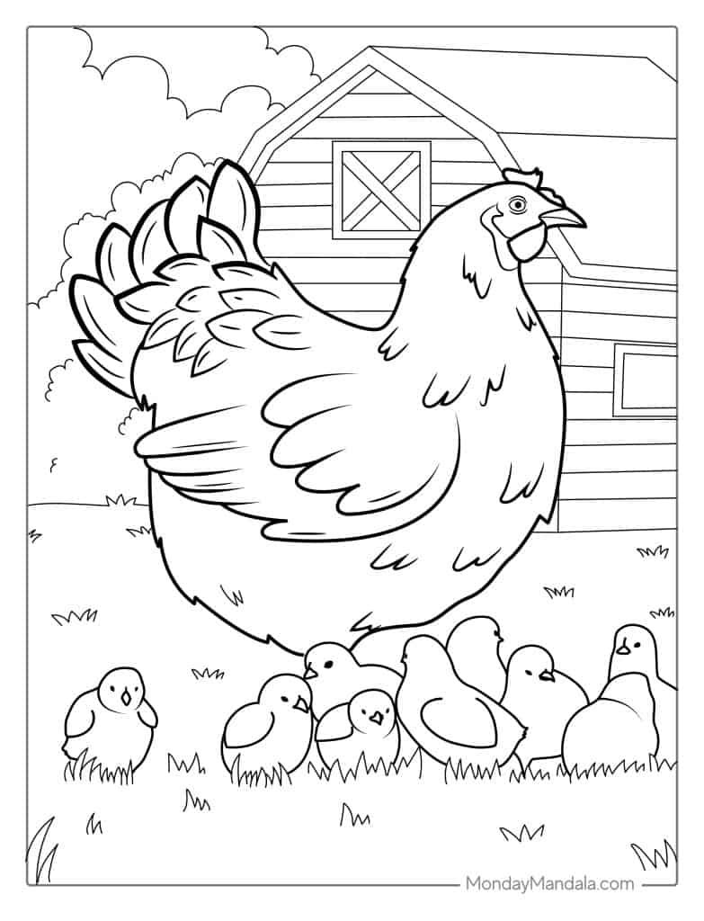 32 Cute Chicken Coloring Pages Printable 13