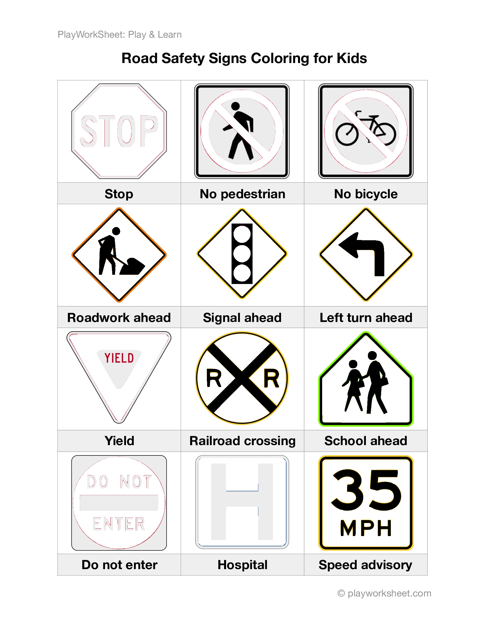 32 Preschool Traffic Signs Coloring Pages Printable 1