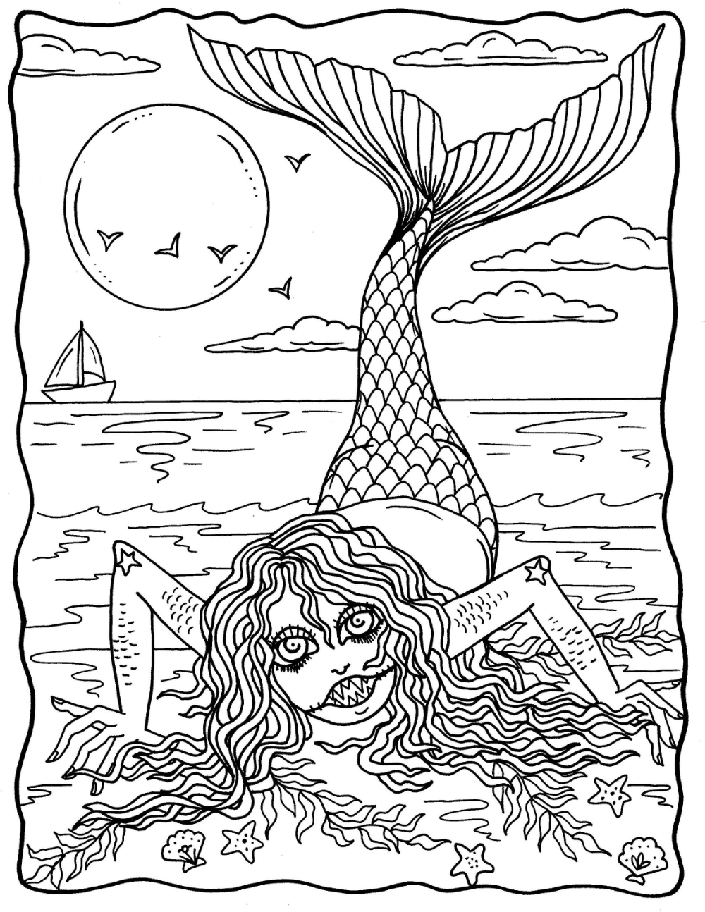 32 Spooky Evil Mermaid Coloring Pages Printable 24