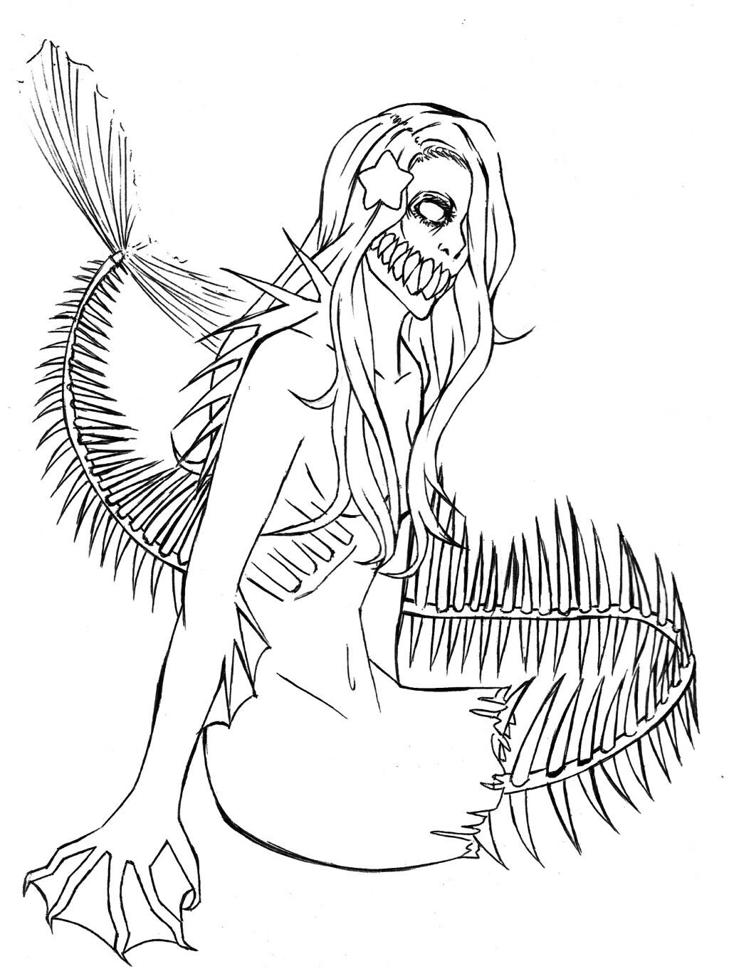 32 Spooky Evil Mermaid Coloring Pages Printable 25