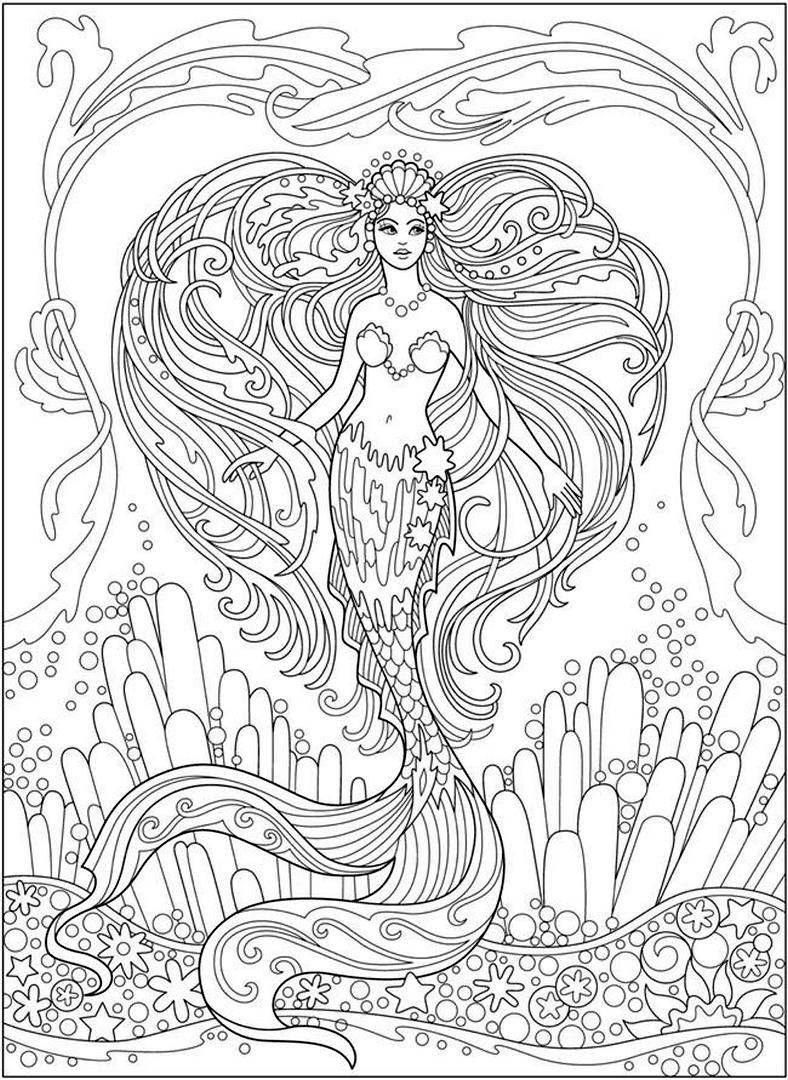 32 Spooky Evil Mermaid Coloring Pages Printable 31