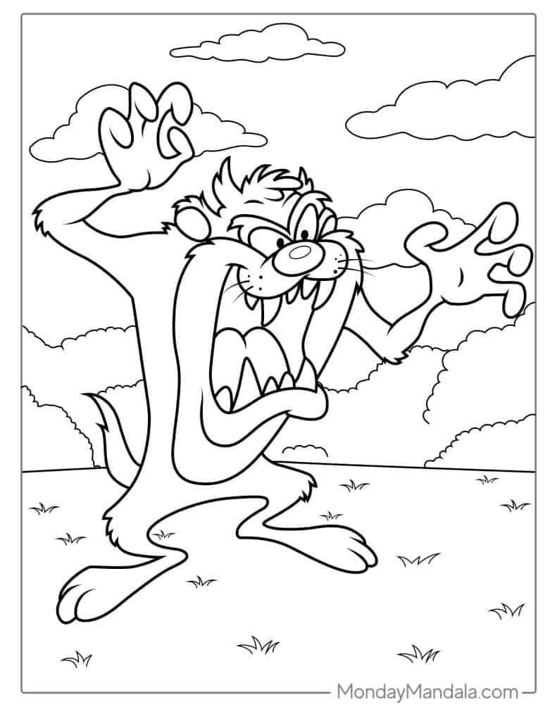 32 Zany Taz Coloring Page Printable 1