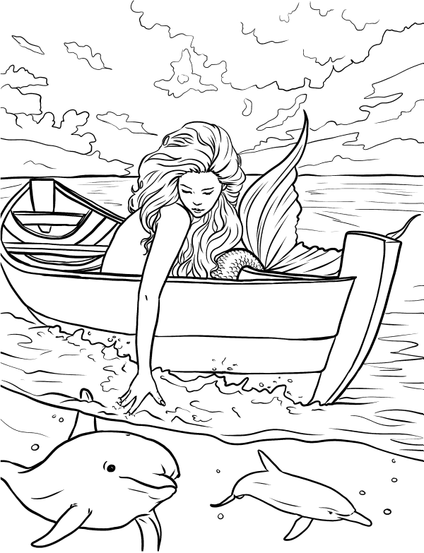 33 Creative Mermaid Coloring Pages for Grown Ups Printable 14